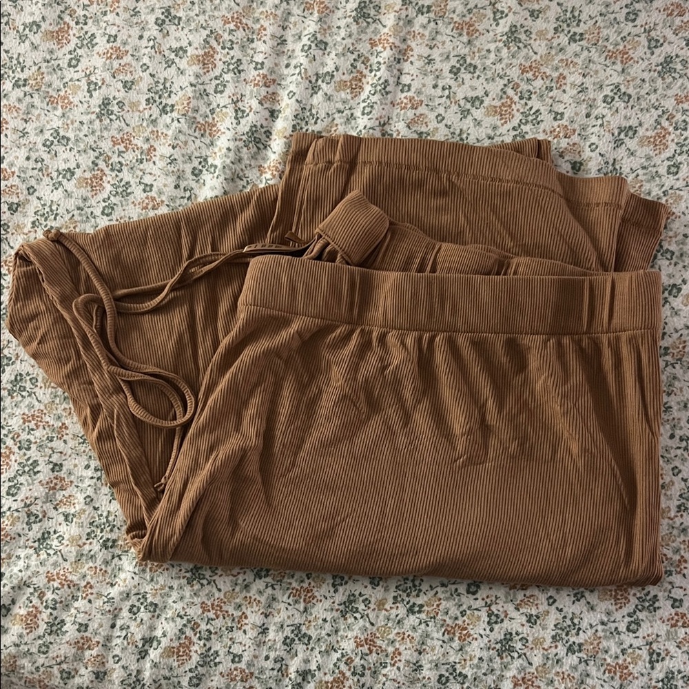 SKIMS Brown Ribbed Drawstring Lounge Pants Size 4x